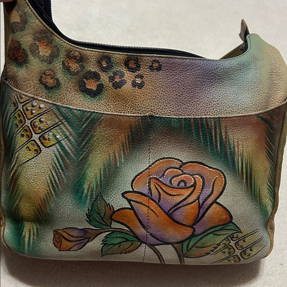 Anuschka Artistic Hand painted Leather Bag with Multicolor Design - Picture 11 of 11